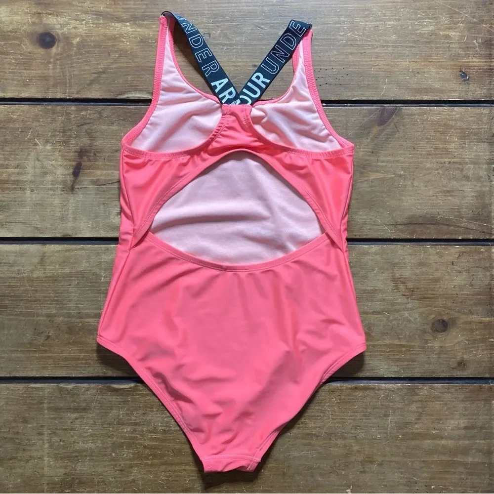 Girls Under Armour Hot Pink One Piece Swimsuit Size 12
